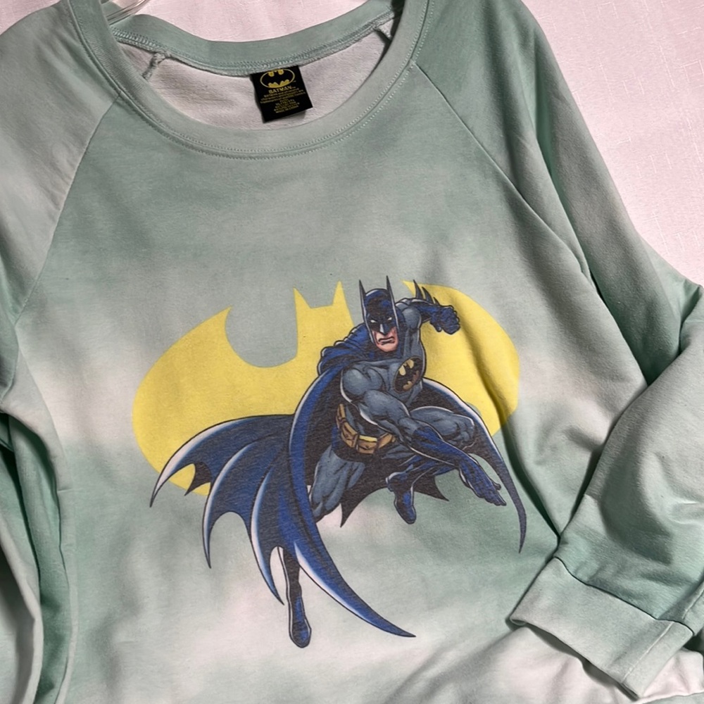 Batman sweatshirt long sleeve Top green tie dye sweatshirt